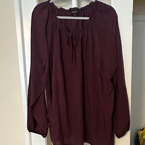 torrid Burgundy Tie-Neck Peasant Blouse